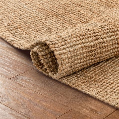 Lani Boucle Hand Woven Jute Rug Chunky Textured Farmhouse Solid Pattern