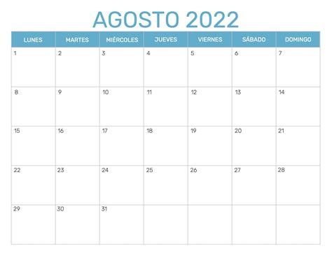 Calendario Mensual Para Imprimir Año 2022