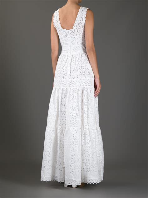 Luisa Beccaria Eyelet Maxi Dress In White Lyst