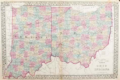 1881 County And Township Map Of The States Of Ohio And Indiana S Mit