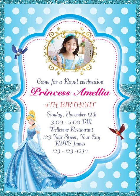 7th Birthday Invitation Princess Theme