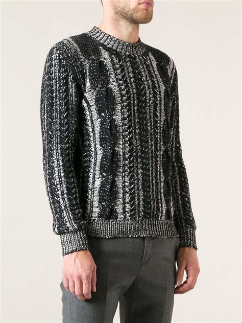 Lyst Dior Homme Cable Knit Sweater In Gray For Men