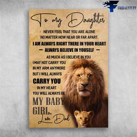 Papa And Baby Lion To My Daughter I Will Carry You In My