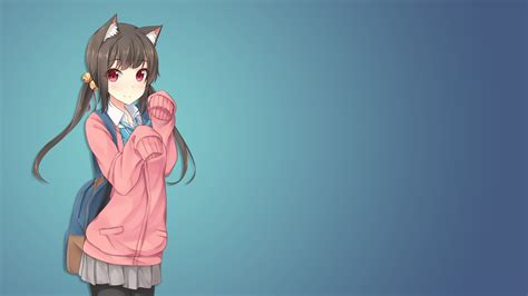 1920x1080 1920x1080 Cat Girl Blue Brown Hairs Cat Ears Anime Girls