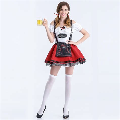 Plus Size Maid Fancy Dress Cosplay German Beer Girl Costume Sexy Dirndl Deguisement Halloween