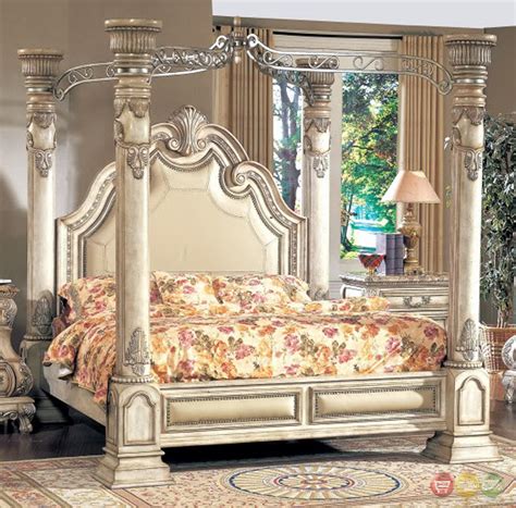 Chances are you'll discovered another white full size canopy bed frame better design ideas. Victorian Inspired Antique White Luxury Queen Poster ...