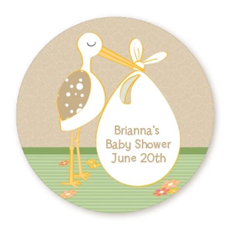 Stork Neutral Personalized Sticker Labels Stork Neutral Baby Shower
