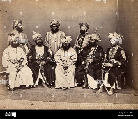 Pathan Men From Peshawar Pakistan In Traditional Dress Group Portrait