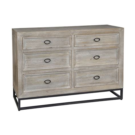 Marabella Solid Wood Whitewash 6 Drawer Dresser 56 Zin Home