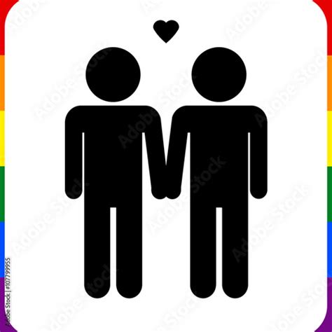 Two Male Stick Figures Holding Hands Rainbow Edges Stock Photo And