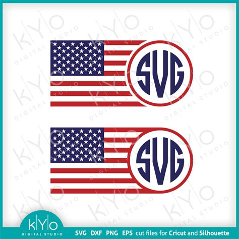 American Flag Monogram Svg 4th Of July Stars And Stripes Svg
