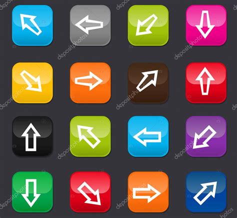 Iconos De Vectores De Flechas Para El Diseño De Interfaz De Usuario Botones De Colores Sobre Un