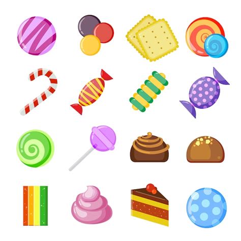 Concepto De Colección De Dulces Colorido Y Jugoso Lollipop Biscuits