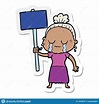 Sticker Of A Cartoon Old Woman Crying While Protesting Stock Vector ...