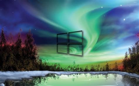 Download Windows Transparent Logo On The Northern Lights Wallpaper By