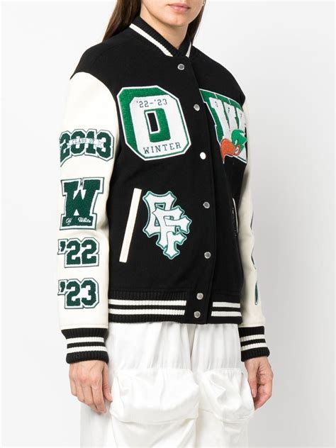 Off White Embr Patches Embroidered Varsity Jacket Farfetch