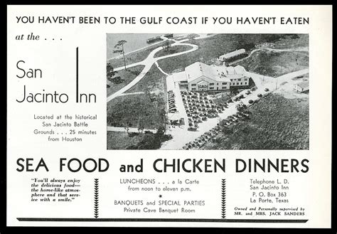 1934 San Jacinto Inn La Porte Texas Restaurant Photo Vintage Print Ad