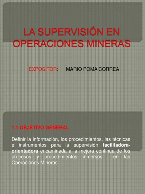 La Supervisión En Operaciones Mineras Pdf Planificación Toma De