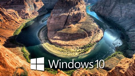Windows 10 Over The Canyon White Text Logo Wallpaper Computer