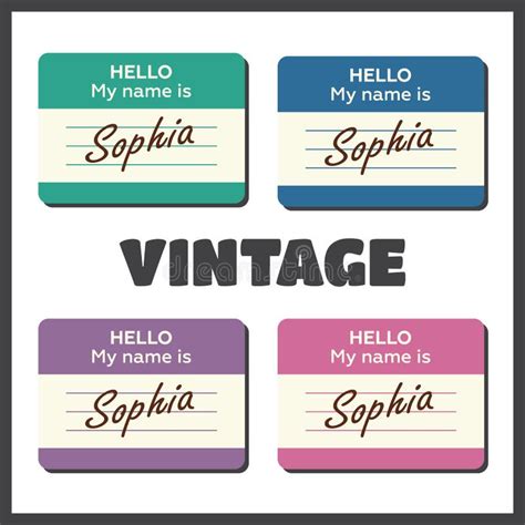 Name Tag Set Hello My Name Is Card Label Sticker Introduce Badge Welcome Stock Illustration