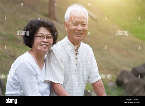 Old Asian Couple Outdoor Portrait Stock Photo Alamy