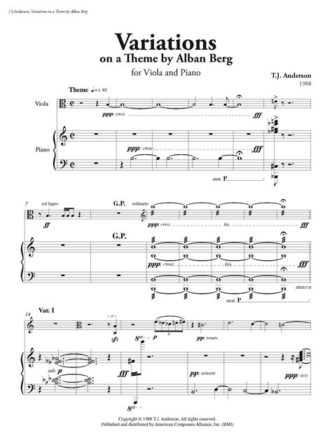 Variations On A Theme By Alban Berg American Composers Alliance