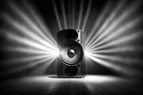 Audio Speaker On Stage With Spotlight Illuminating The Scene Stock