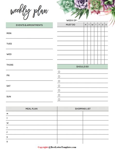 5 Free Printable Weekly Planner Calendar 2021 Template Pdf Best