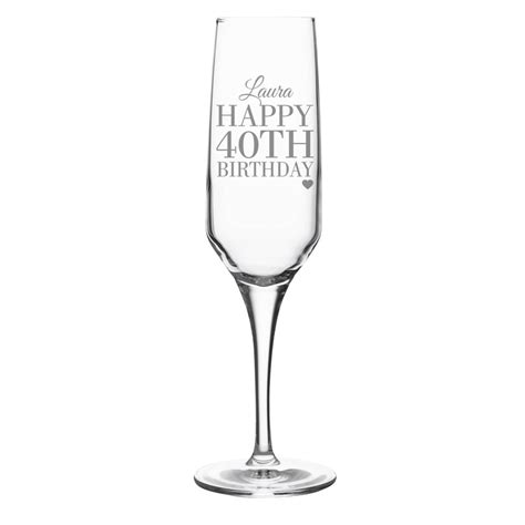 Engraved 40th Birthday Glass Flute Personalised Champagne Etsy