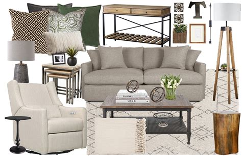 Modern Rustic Living Room Interior Design Moodboard Etsy