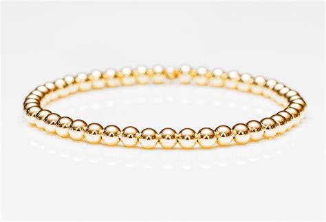 14k Gold Bead Stretch Bracelets 2mm 6mm Men And Womens Bracelet In