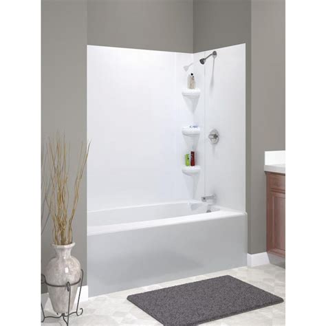Peerless 60 In W X 30 In H High Gloss White Acrylic Bathroom Back Wall