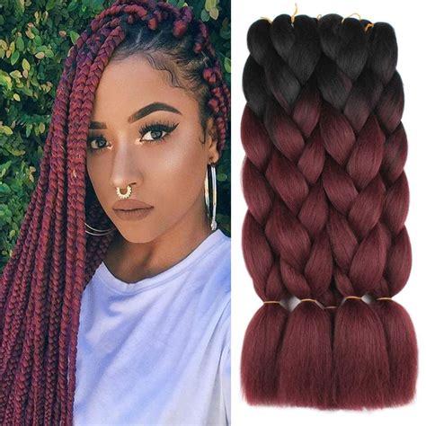 Inch Braiding Hair Synthetic Crochet Braids Jumbo Ombre Extensions