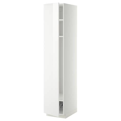 METOD high cabinet w shelves/wire basket, white/Ringhult white ...
