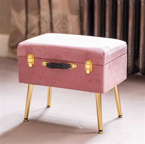 Pink Velvet Storage Stool With Gold Legs By The Best Room Gold Legs