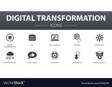 Digital Transformation Simple Concept Icons Set Vector Image
