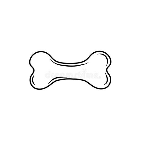 Dog Bone Logo Icon Hand Drawn Outline Illustartion Vector Stock