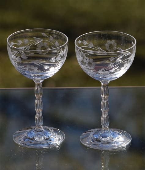 4 Vintage Etched Liquor ~ Wine Cordial Glasses Set Of 4 Fostoria Circa 1950 S After Dinner