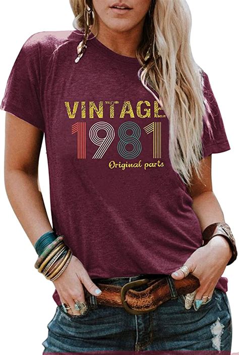 Buy 40th Birthday T Shirts For Women Vintage 1981 Tshirt Funny Graphic T Shirts Retro