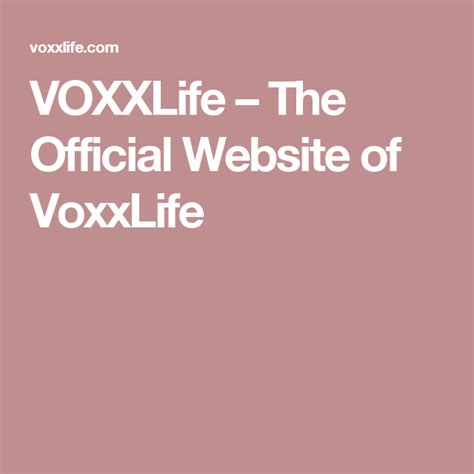Voxxlife The Official Website Of Voxxlife Website Wellness Goals