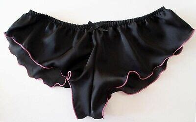 Silky Satin French Knickers Micro Panties Black Hot Pink Sexy Lingerie