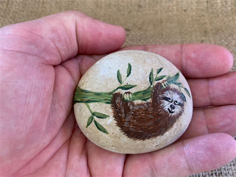 Painted Rock Painted Sloth Rock Art Painted Animals Etsy