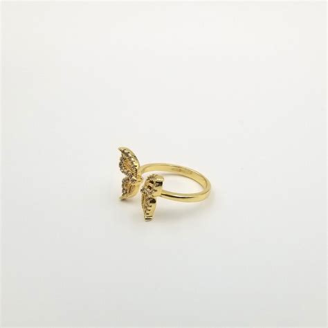 14k Gold Butterfly Ring Dainty Monarch Ring Adjustable Ring Etsy