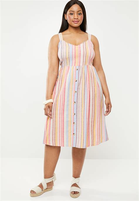 Strappy Stripe Midi Dress Pastel New Look Dresses