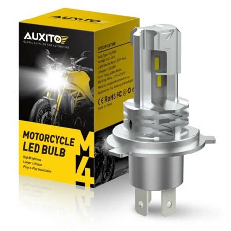Auxito H4 9003 Hb2 Led Bulb Hilo Beam White Motorcycle Headlight High