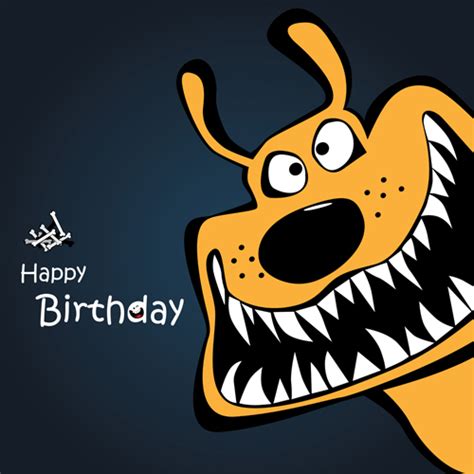 Funny Cartoon Character With Birthday Cards Set Vector 05 Free Download