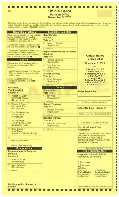 Summary of registered voters and ballots cast. General Election Sample Ballot - Village of Hortonville ...