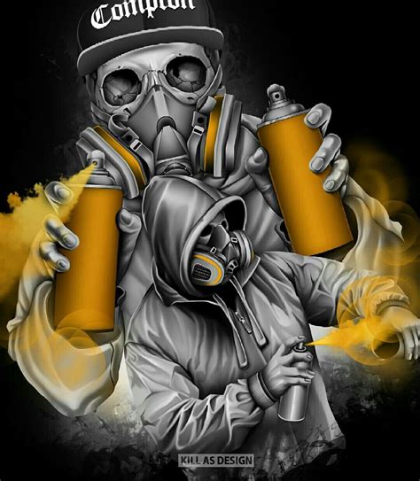 Gangster Gas Mask Graffiti Wallpaper Vultlerorn