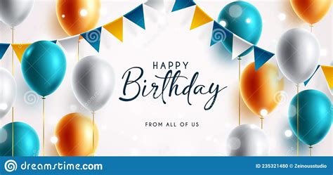 Birthday Greeting Vector Template Design Happy Birthday Text In White