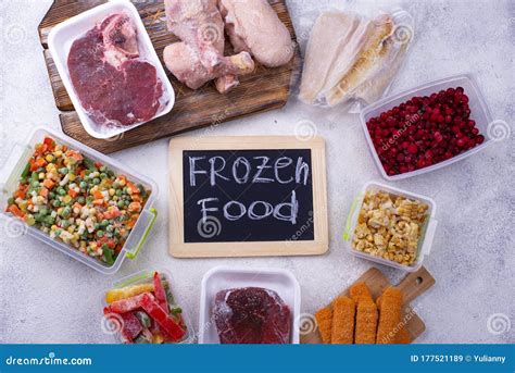 Set Of Various Frozen Products Stock Image Image Of Nutrition